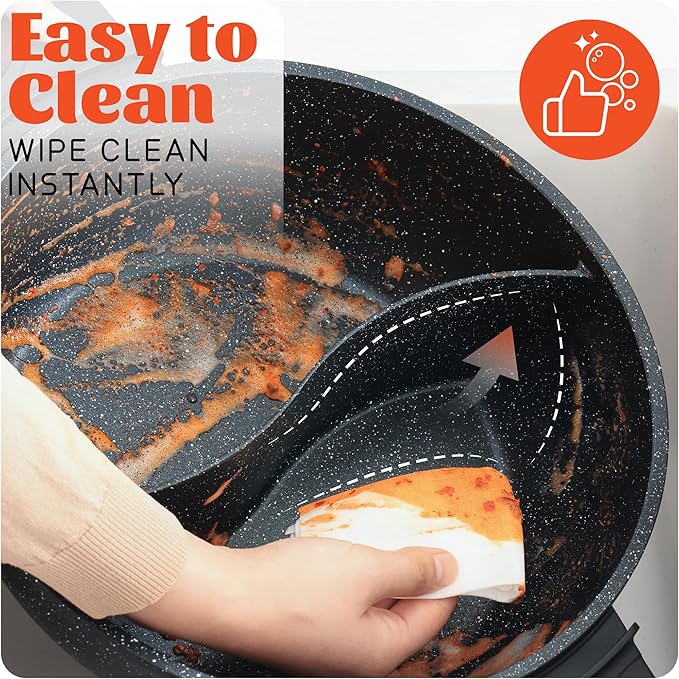TWIN™ Electric Hot Pot with Divider | EvenHeat Cast Aluminum Non-Stick Pot for No-Spot Cooking | 1500W Fast Heating | Dual-Flavor Shabu Shabu Pot for Family Use | 1-Yr Warranty