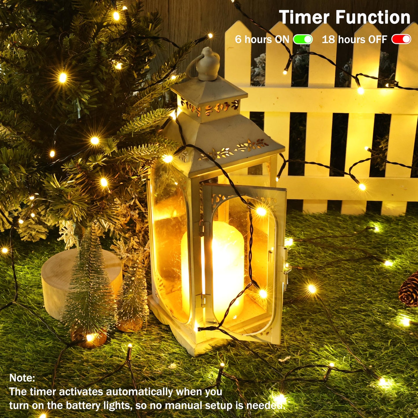 Battery Operated Christmas Lights - 2 Pack Total 33Ft 100 Led Battery String Lights 8 Modes Waterproof With Timer For Home  Garden  Party  Holiday  Christmas Tree Decoration (Green Wire  Warm White)