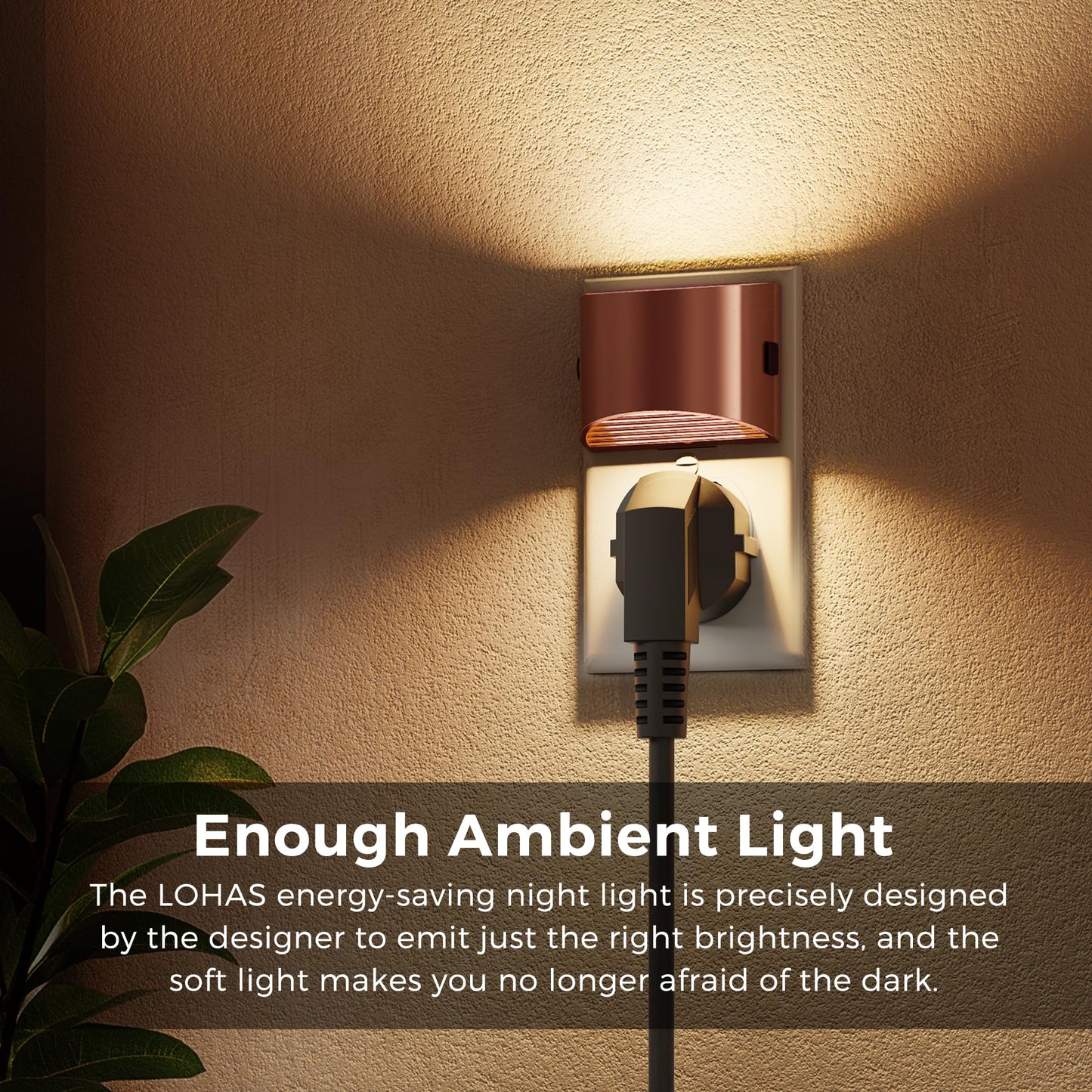 L LOHAS LED Night Lights, Dimmable 3-Level Brightness, 3000K Soft White, 2 Pack, Rose Gold, Model GY10702RGUS-2