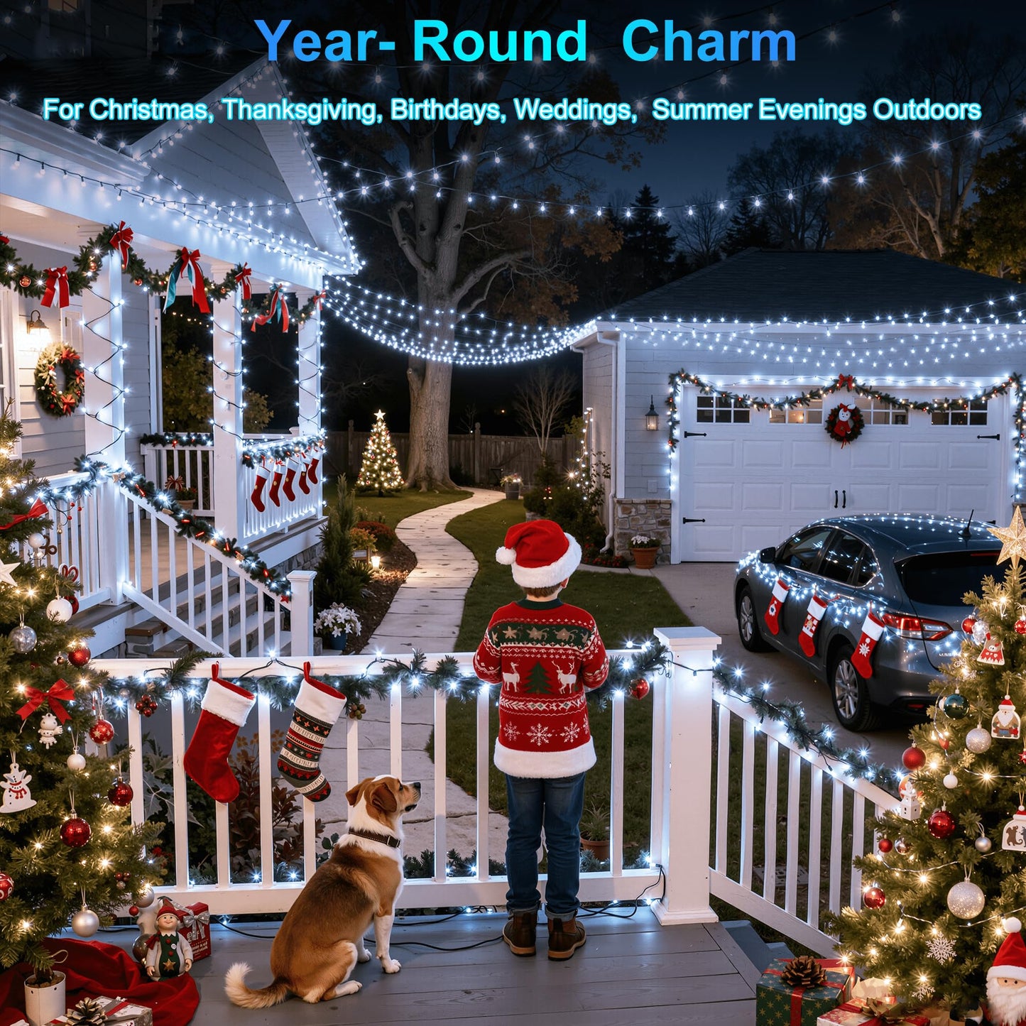 1500Led Christmas Lights Outdoor Use  470Ft 12 Modes Cool White Led String Lights With Timer Dimmable  Waterproof Christmas Lights For Tree Wedding Xmas Patio Fence Balcony Garden Decor Cool White