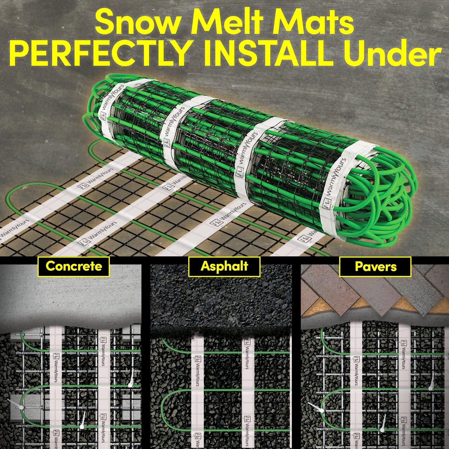 Warmlyyours 2X20 Ft. Electric Ice And Snow Melting Mat 240V 2000 Watts - Embedded Under Asphalt, Concrete, Or Pavers - Radiant H