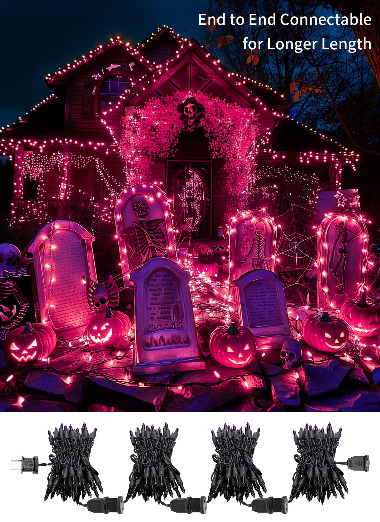 Brightown 2 Pack Purple Mini String Lights, 50 Count Each, 13 Feet, Incandescent Bulbs for Halloween Indoor Decoration