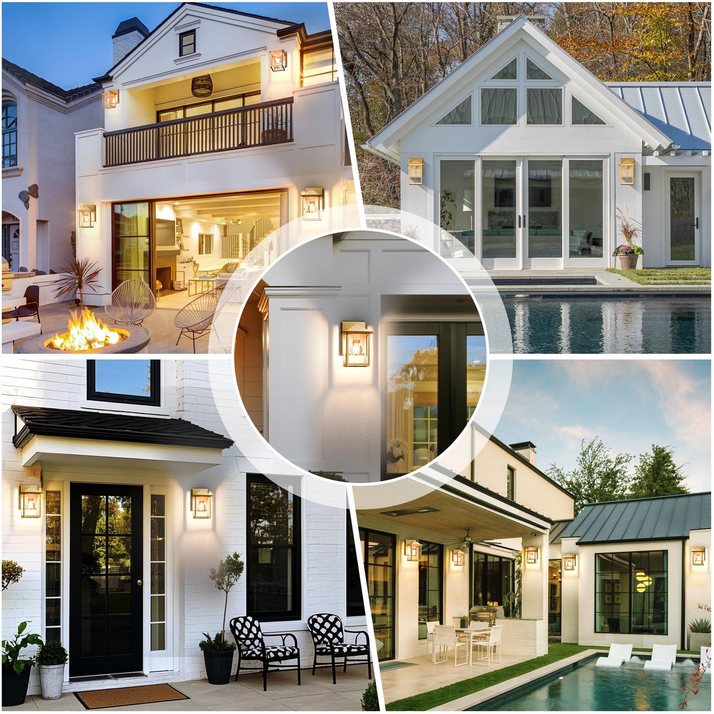 Matameye Outdoor Wall Lantern  Exterior Waterproof Wall Sconce Light Fixture  Gold Front Door Mounted Lighting With Glass  Anti-Rust Porch Lamp