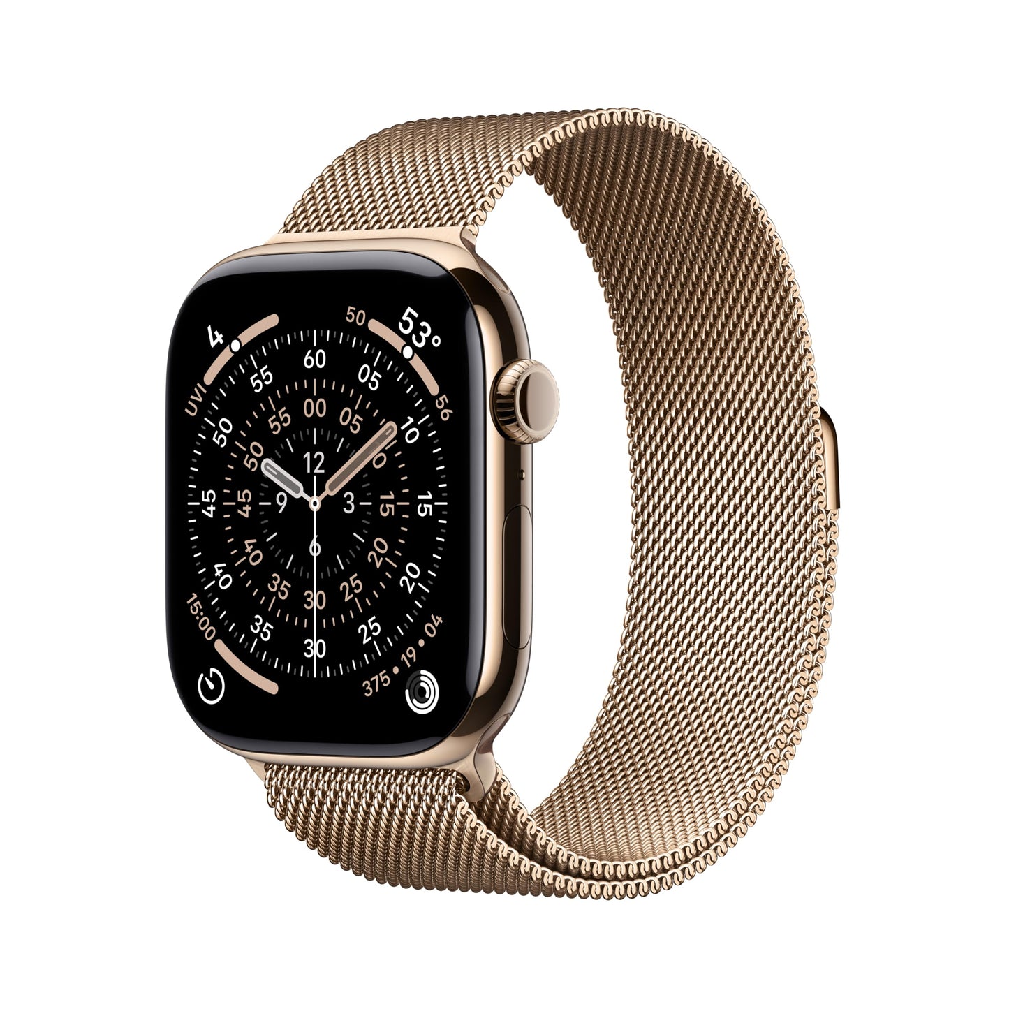 Apple Watch Series 11 [GPS + Cellular 46mm] Smartwatch with Gold Titanium Case with Gold Milanese Loop - M/L. Sleep Score, Fitne