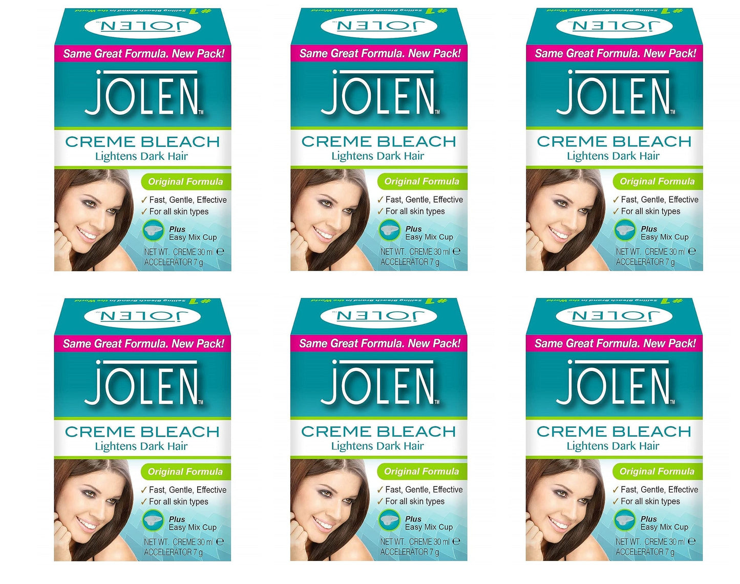 Jolen creme bleach lightens dark hair 30ml (6 Pack)