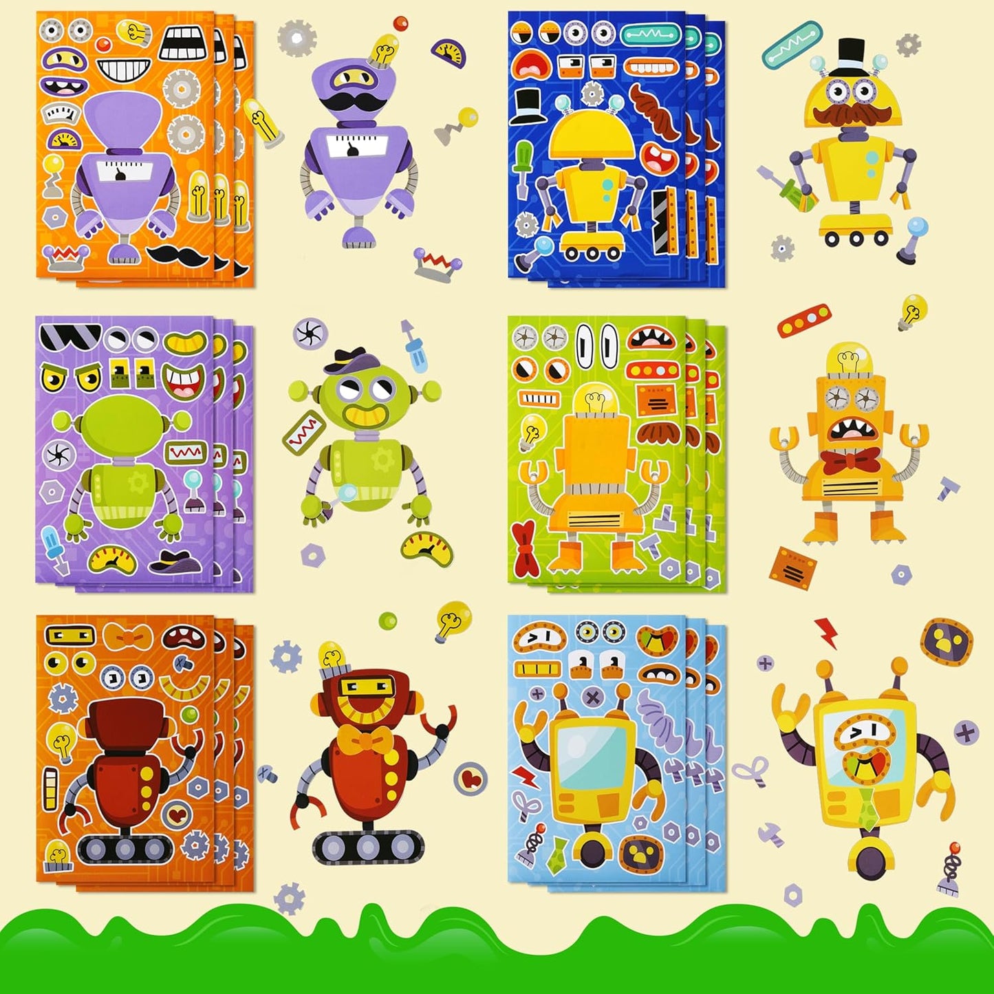 JOYIN 36 Sheets 9"x6" Make a face Stickers for Kids, Make Your Own Robot Stickers, Crafts Birthday Party Favors, Goodie Bags Classroom Activities