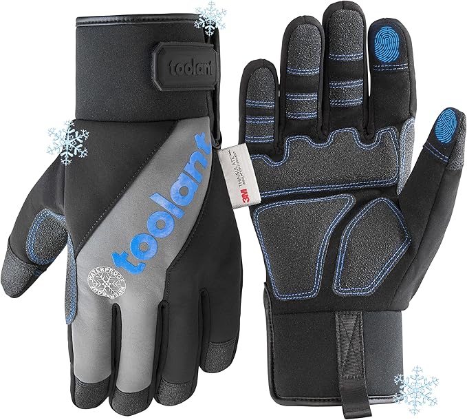 toolant Winter Work Gloves for Men, Insulated Waterproof Work Gloves with Reinforced Palm for Cold Weather Protection, S-XXL