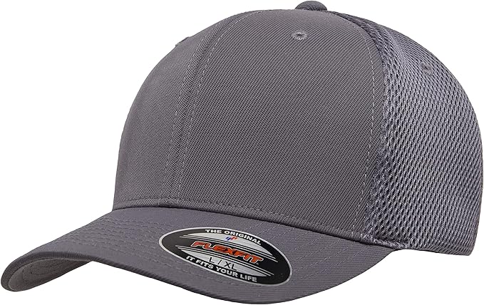 Flexfit Unisex Mesh Fitted 2-Tone Trucker Hat, Charcoal/Yellow, One Size