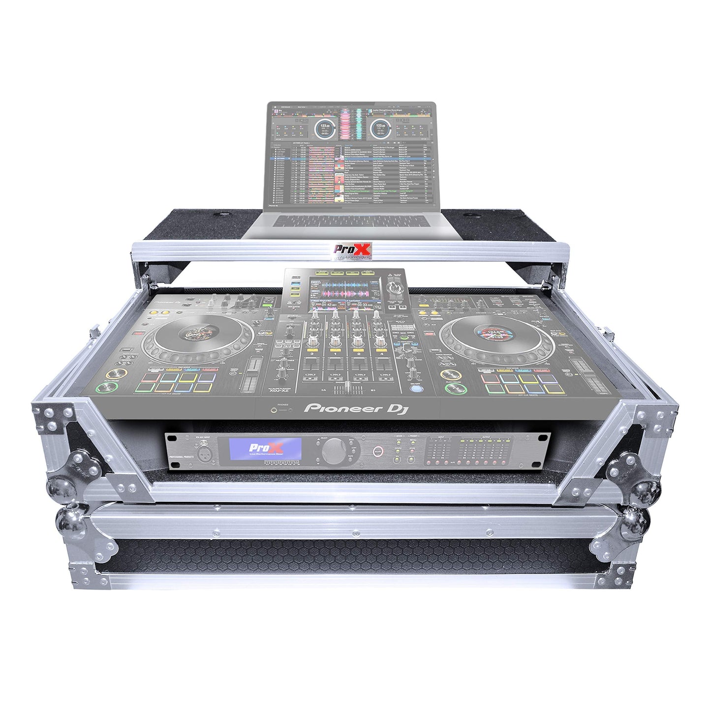 Prox Xs-Xdjxzwlt Ata Flight Case For Pioneer Xdj-Xz Dj Controller With Laptop Shelf 1U Rack Space And Wheels
