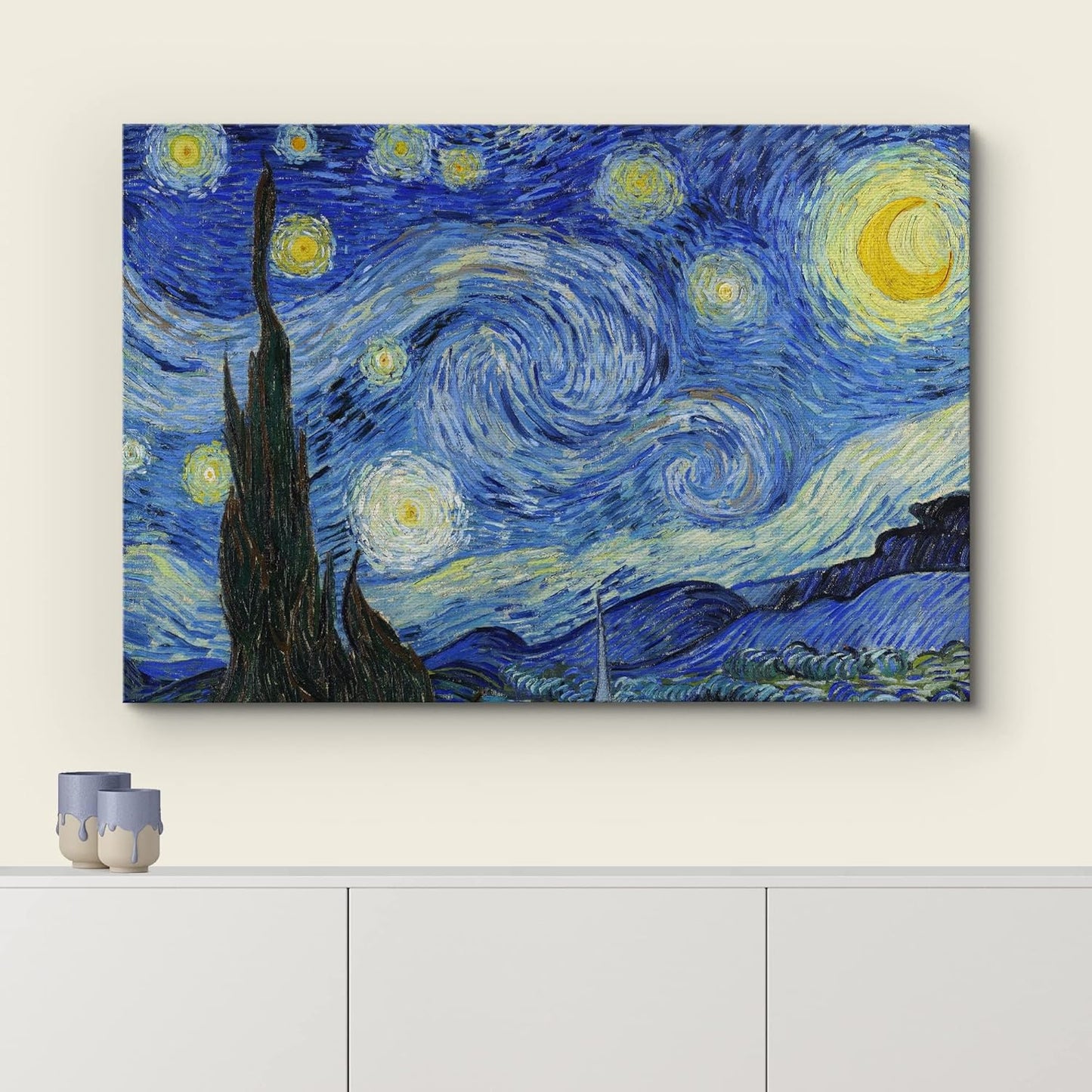 wall26 - Starry Night by Vincent Van Gogh - Canvas Art Wall Art - 32" x 48"