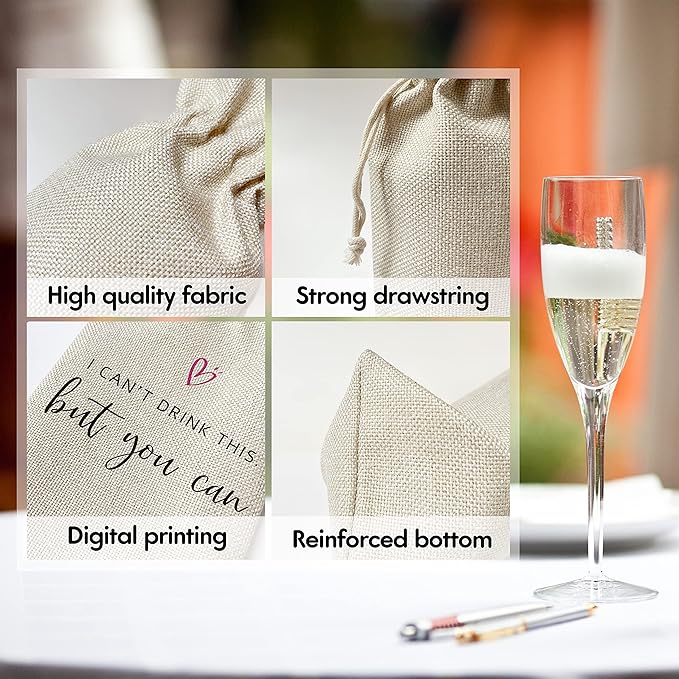 Zodvery Baby Announcement Wine Gift Bags - Gift for Pregnancy Announcement, Grandparents, Friend Aunt Uncle - Reusable Burlap With Drawstring Gift Bag (5.5"x 13.5")-1 Pcs/jiu048