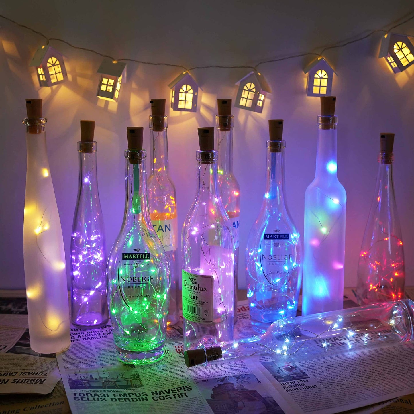 LoveNite LED Bottle Cork Lights, 10-Pack, Copper Wire, Battery Powered, Fairy String Lights, 10 Colors