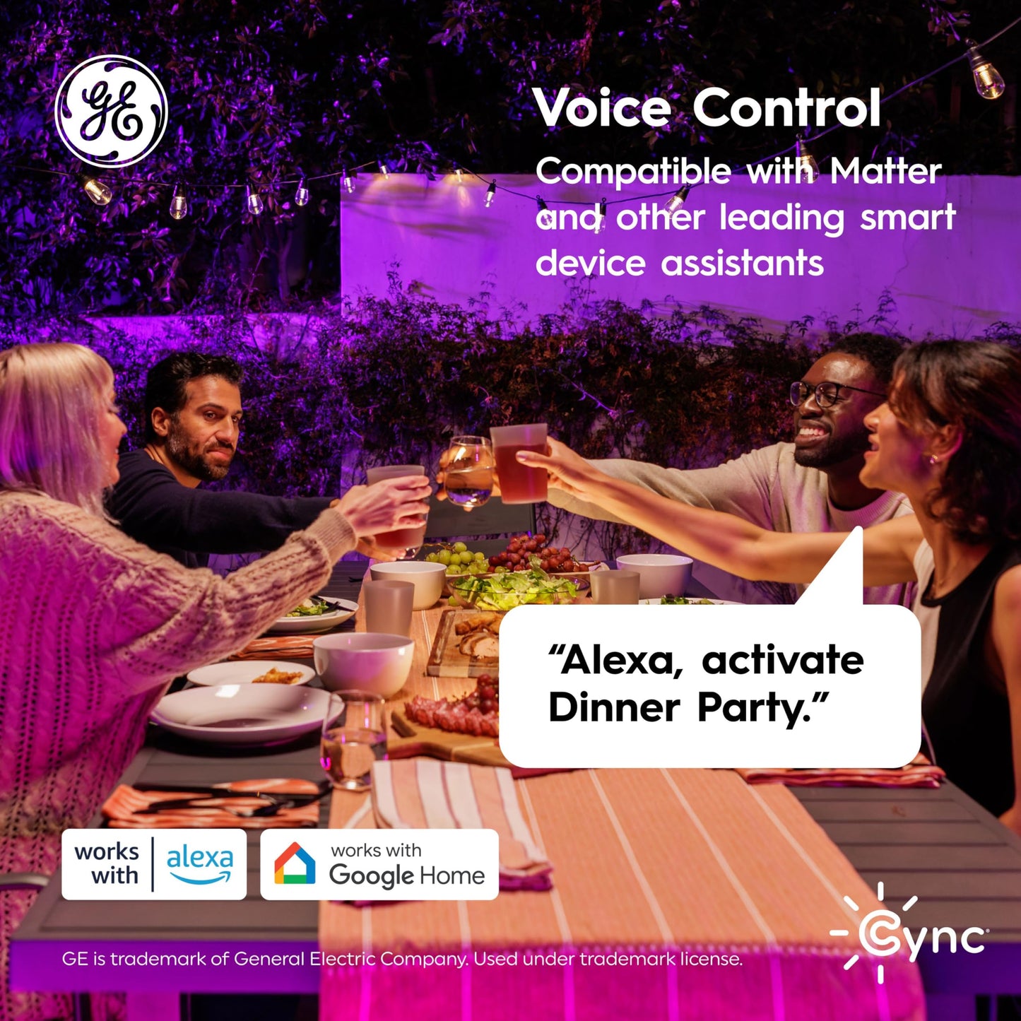 Cync GE Dynamic Effects Smart Cafe Lights, Color Changing Patio String Lights, Compatible with Alexa and Google, 48ft