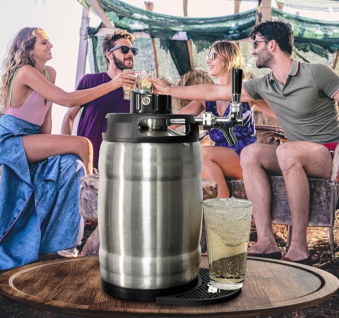 Gloria Rose 7L (1.8 Gal) Mini Keg, Pressurized Keg for Drinks, with Tap System, Co2 Regulated, Stainless Steel