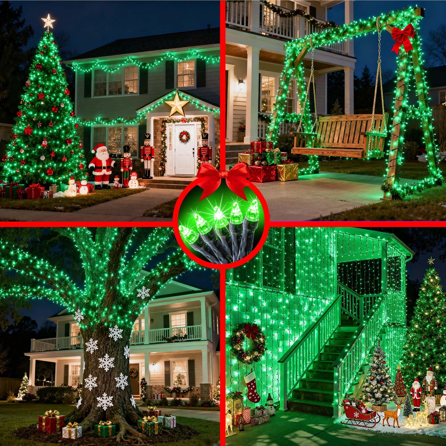 340 Led 90Ft Christmas String Lights Outdoor  12 Pro Modes And Timer Memory & Brightness  Plug In Waterproof Dark Green Wire Twinkle Light For For Xmas Yard Tree Wedding Party Decor (Green)