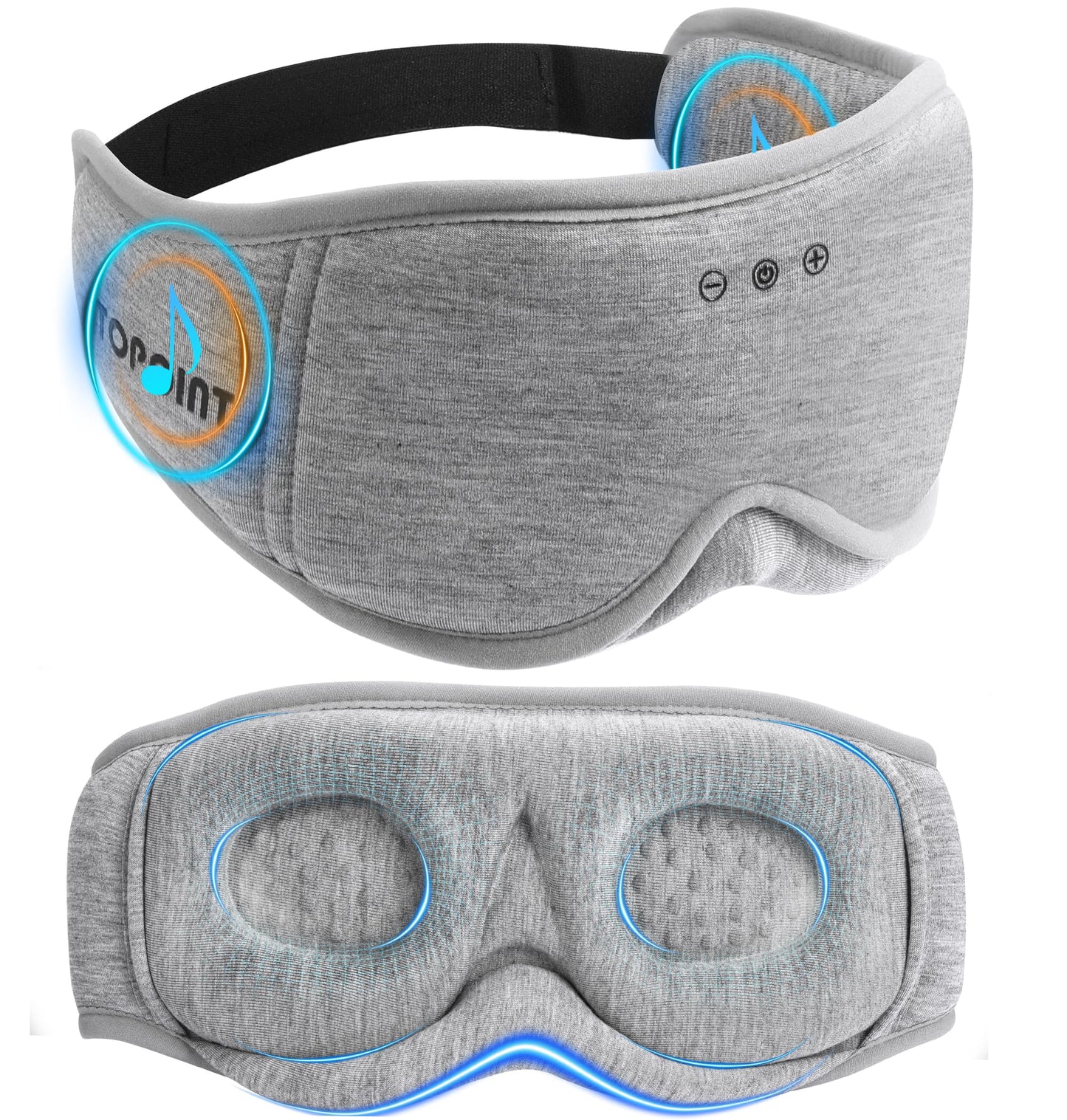 Sleep Mask with Headphones Bluetooth 5.4, TOPOINT 3D Eye Mask Blackout with Soft Bamboo Cotton for Side Sleepers Women Men, Sleep Headphones Earphones HD Speaker Microphone for Travel Meditation Gift