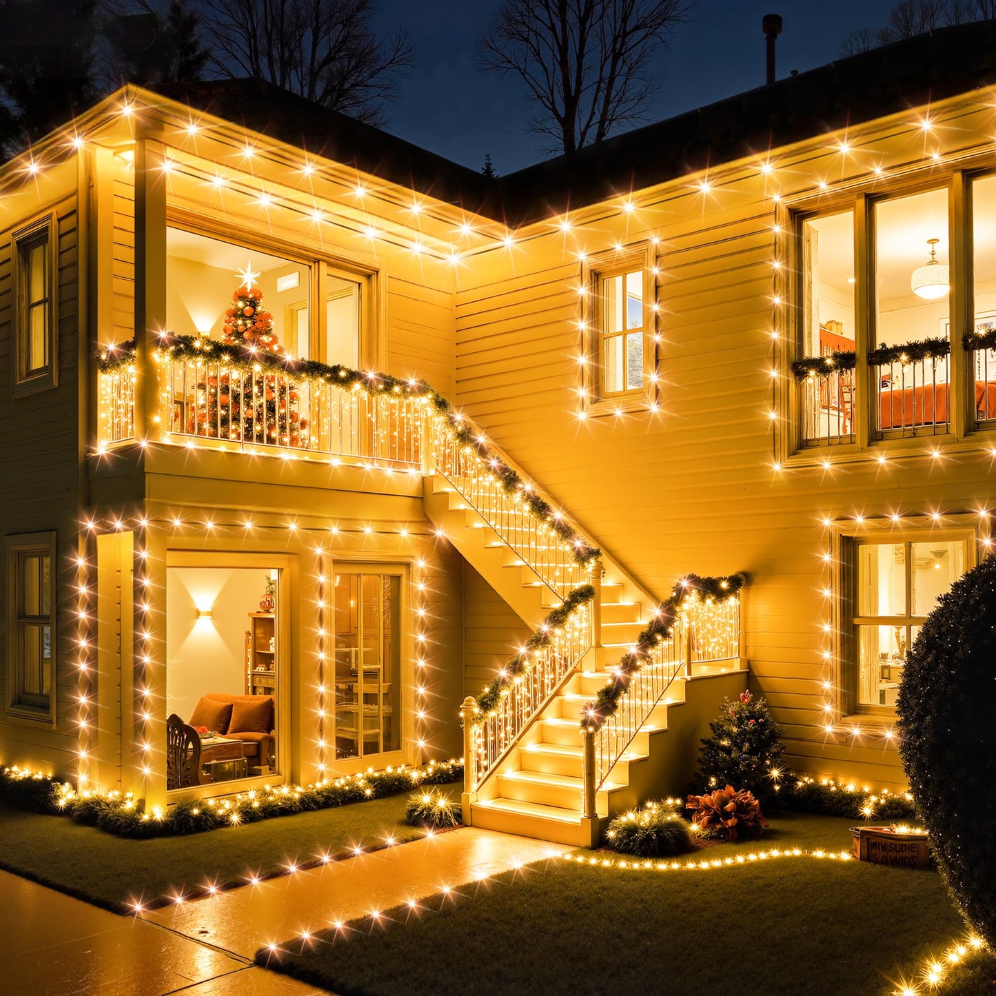 Larkvue 492Ft 1500 Leds String Lights With Remote  Dimmable 8 Modes Timer & Memory Function Fairy Rope Light For Christmas Tree Party Decor-Warm White