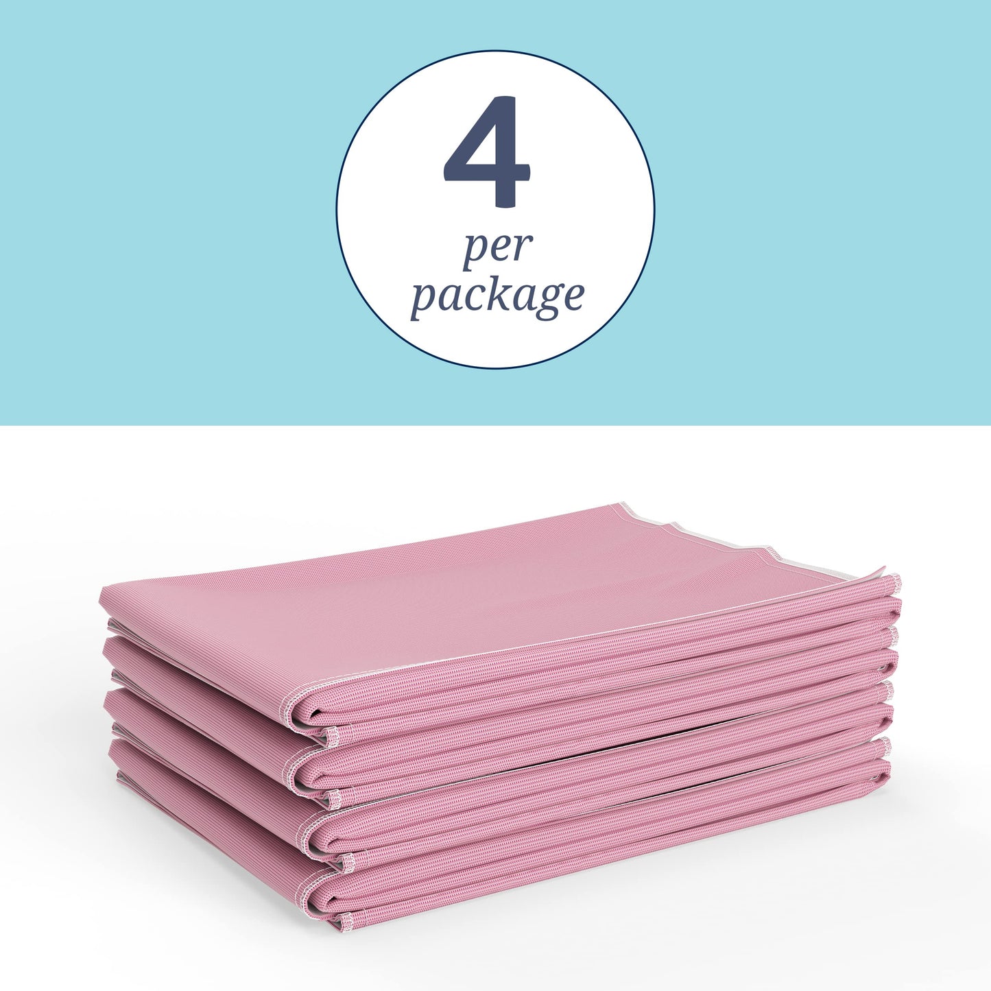 Medline Washable Bed Pads for Incontinence, Large 34 x 36 inch Reusable Underpads, 4 Pack, Pee Pads for Dogs, Adults, Kids and Baby, Pink Sofnit 300