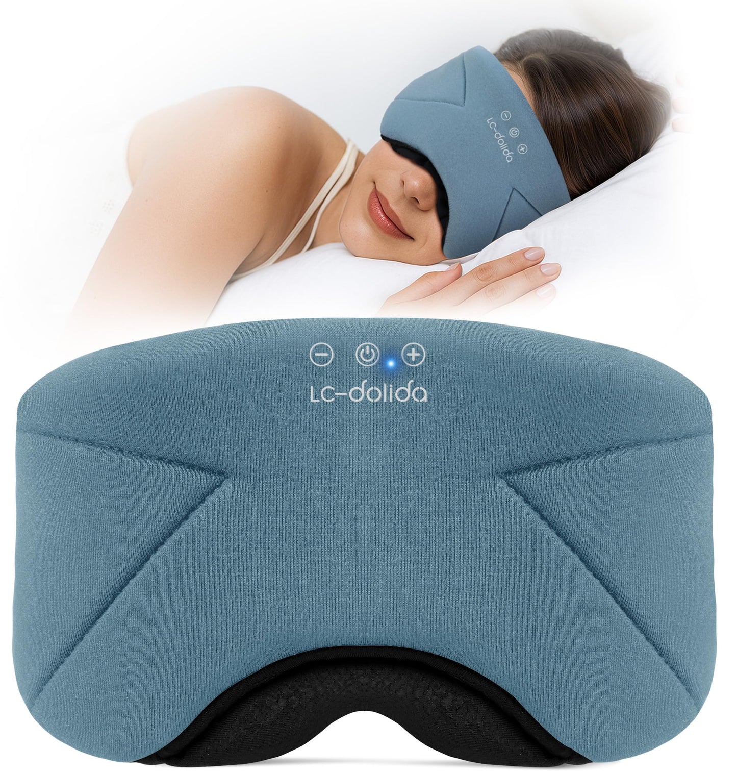Sleep Mask with Headphones Bluetooth 5.4, LC-dolida Wireless Music Eye Mask for Sleeping Headphones with Soft Bamboo Cotton Cooling Breathable,Ultra-Thin Stereo Speaker for Side Sleepers