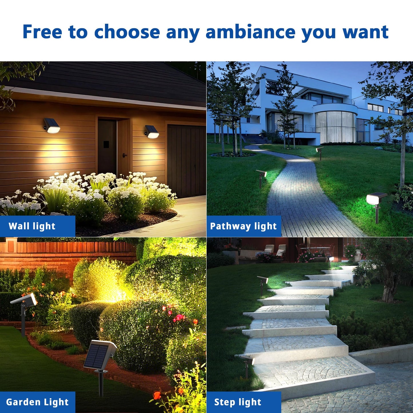 Jejot Solar Spot Lights Outdoor Waterproof Ip65 6 Pack 2Cct(3000K/6500K)  Super Bright Led  4 Lighting Modes Selectable  Solar Powered Yard Garden Solar Spot Lights For Outside Landscape Auto On/Off