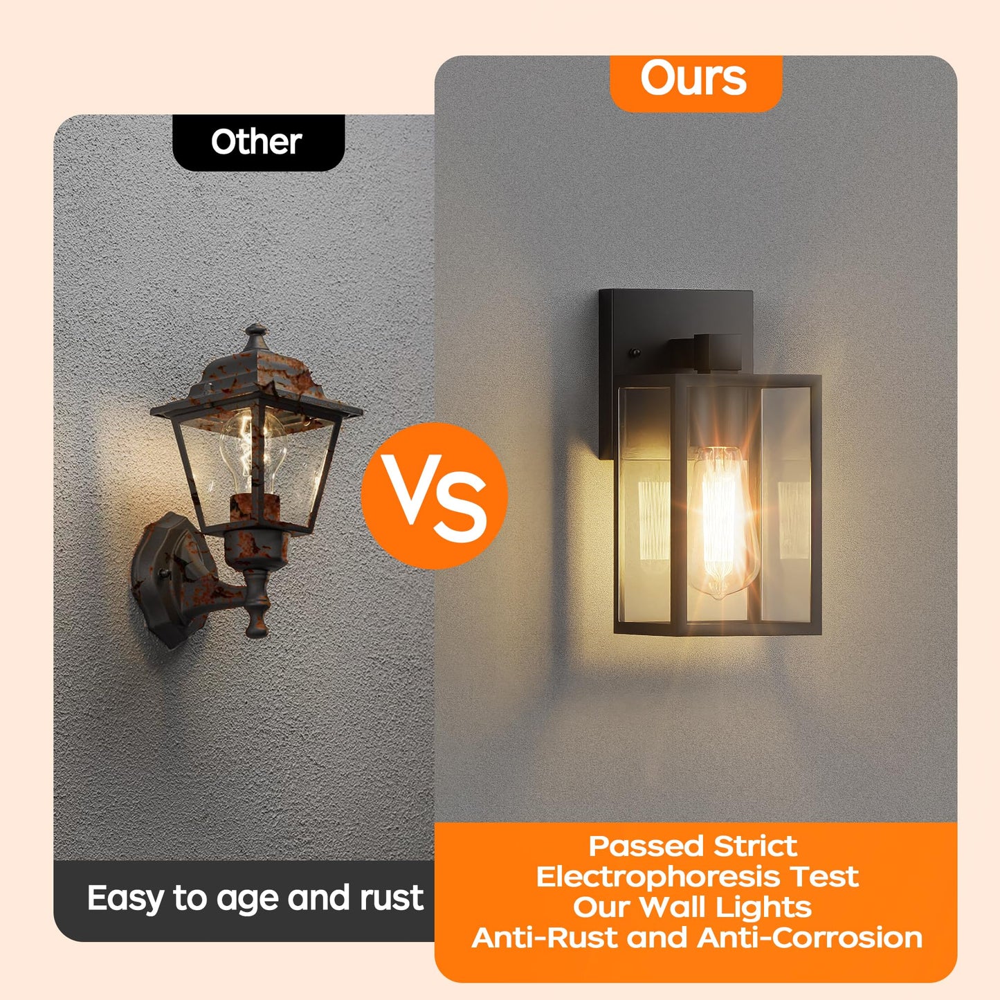 Wihtu Outdoor Sconce Lights - Waterproof Black Wall Lanterns, Metal, Model Wtwl161Ab2, 2 Pack For Garage & Doorway