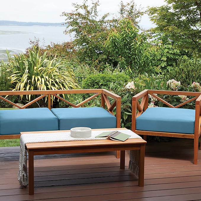 Classic Accessories Ravenna Water-Resistant 17 x 15 x 2 Inch Patio Seat Cushion, Empire Blue, Chair Seat Cushion