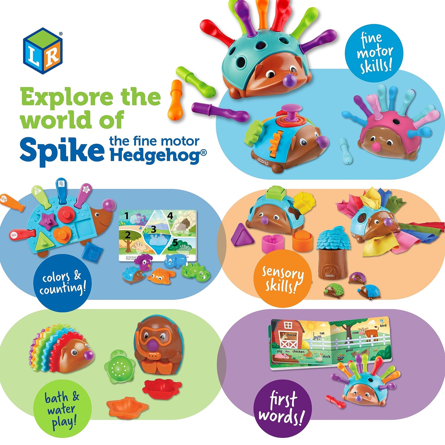 Learning Resources Spike the Fine Motor Hedgehog Fidget Friend -Ages 18+ months Fine Motor and Sensory Play Toy,Educational Toys for Toddlers, Toddler Montessori Toys