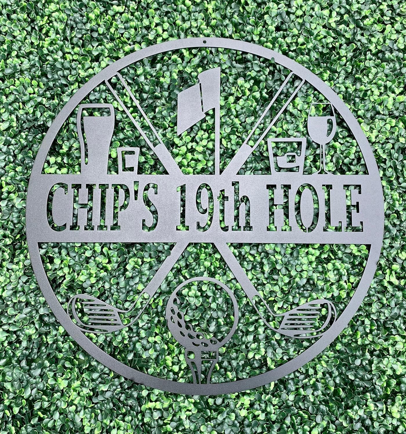 19th Hole Custom Golf Sign (30" W x 30" H, Black)