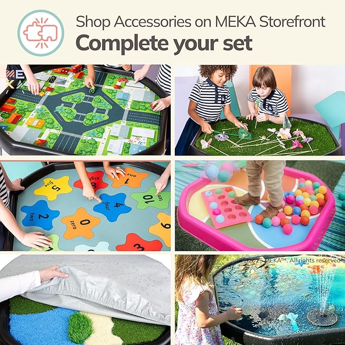 MEKA Tuff Tray for Sensory Play, Sensory Tray for Kids, Toddler Water Table, Tuff Spot Sensory Bin for Toddlers (Grey, Small (28" x 28"))