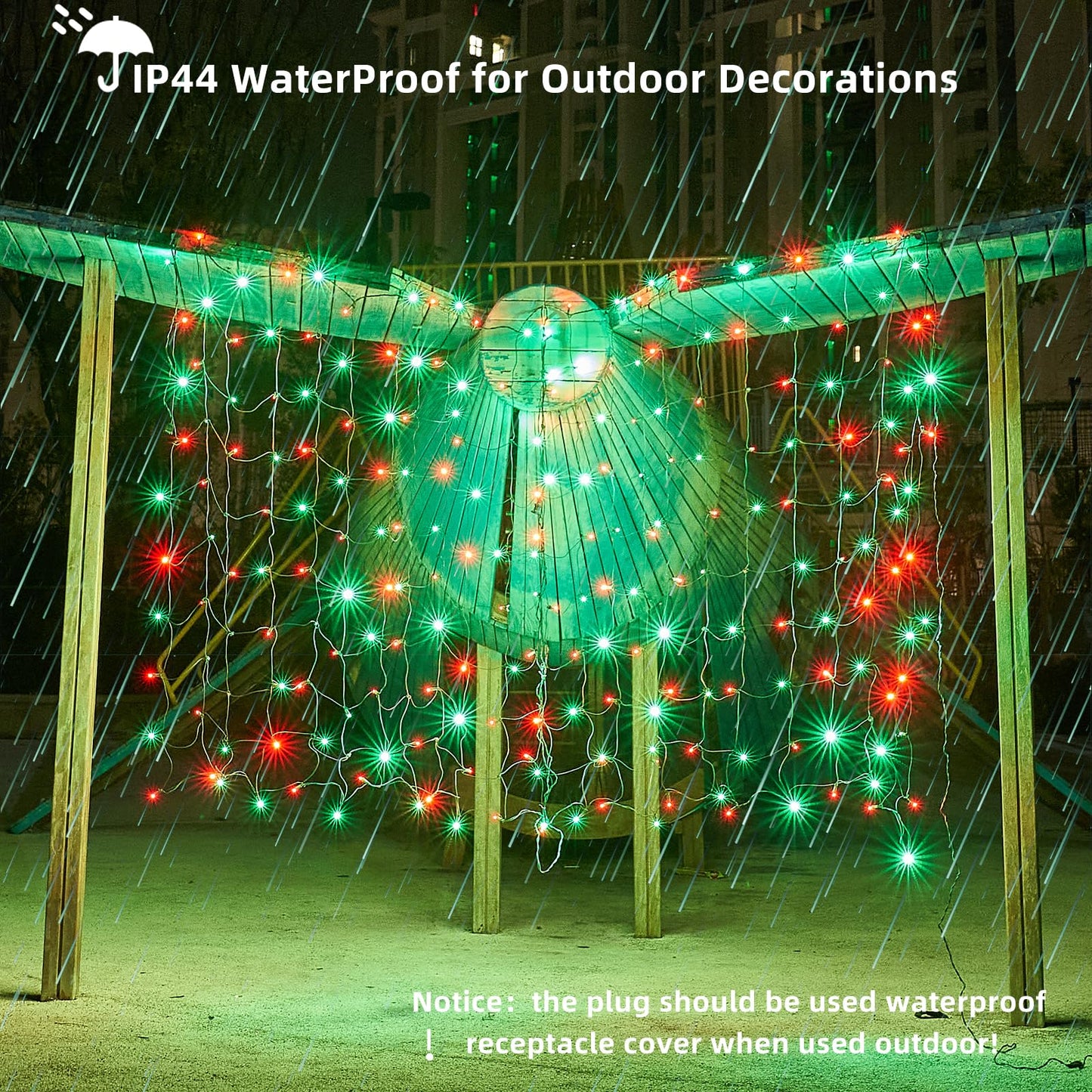 Dirnun LED Christmas Net Lights, 160LED, 5ftx7ft, Waterproof, Red and Green, Model HO-160/4N, for Outdoor Indoor Holiday Decor