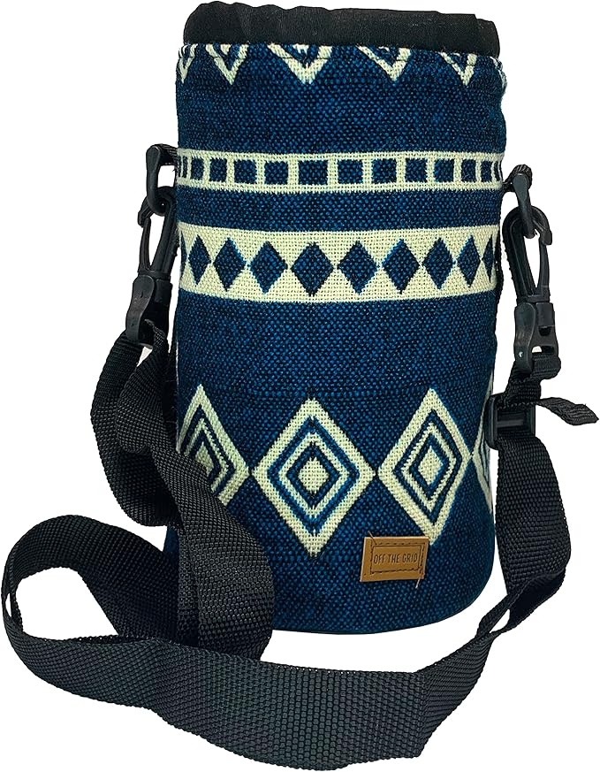 Water Bottle Holder w/Strap | Bottle Sleeve Carrier for Walking, Backpacking | Hydro and Iron Flask Sling Bag | Bottle Protector for Beer Water Coffee Wine | Camping Accessories (64 oz, Laguna Blue)