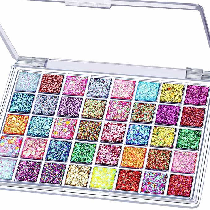 FANDAMEI 40 Colors Face Glitter, Face Paint Glitter Gel - Face Glitter for Women Girls, No Glue Needed, Multi-Purpose Glit...