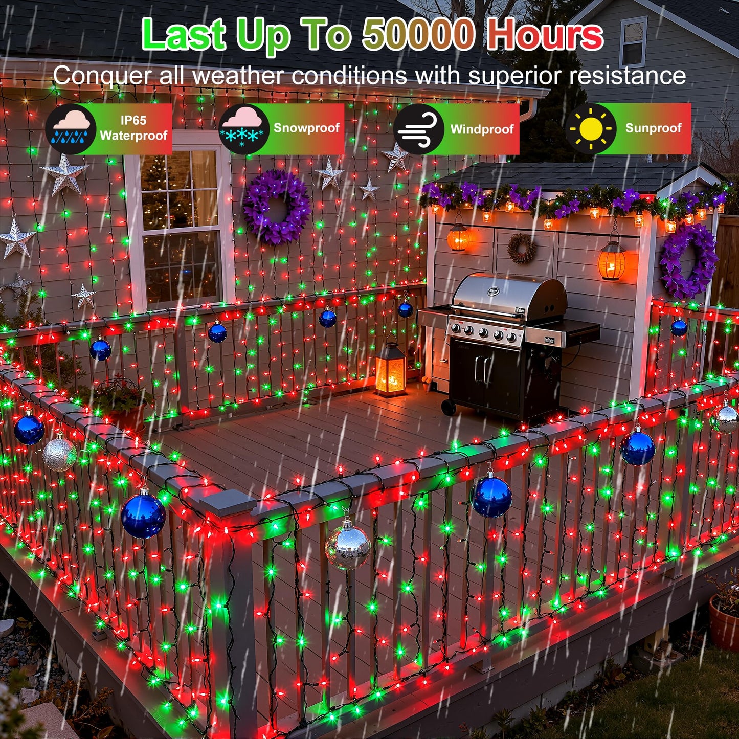 1500Led Christmas Lights Outdoor Use  470Ft 12 Modes Red And Green Led String Lights With Timer Dimmable  Waterproof Christmas Tree Lights For Xmas Patio Yard Fence Balcony Garden Party Decor