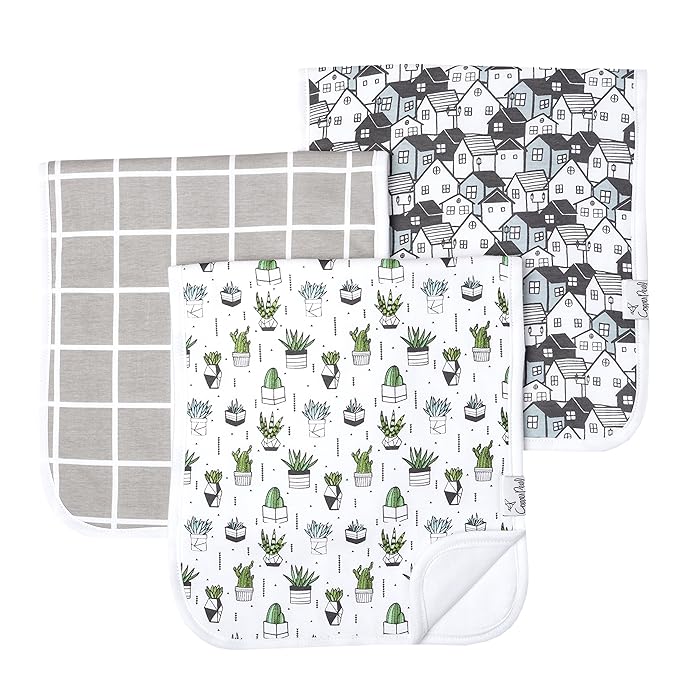 Copper Pearl Baby Burp Cloth Large 21''x10'' Size Premium Absorbent Triple Layer 3 Pack Gift Set “Urban Set