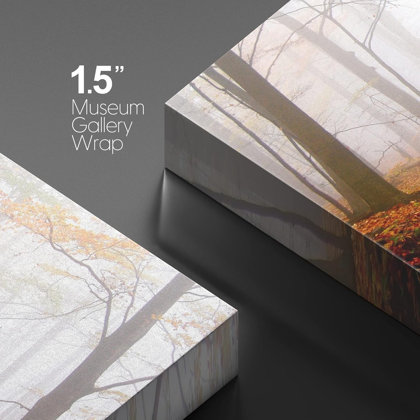 wall26 Canvas Print Wall Art Foggy Autumn Forest Path with Orange Leaves Nature Wilderness Photography Modern Art Rustic Scenic Colorful Multicolor for Living Room, Bedroom, Office - 16"x24"