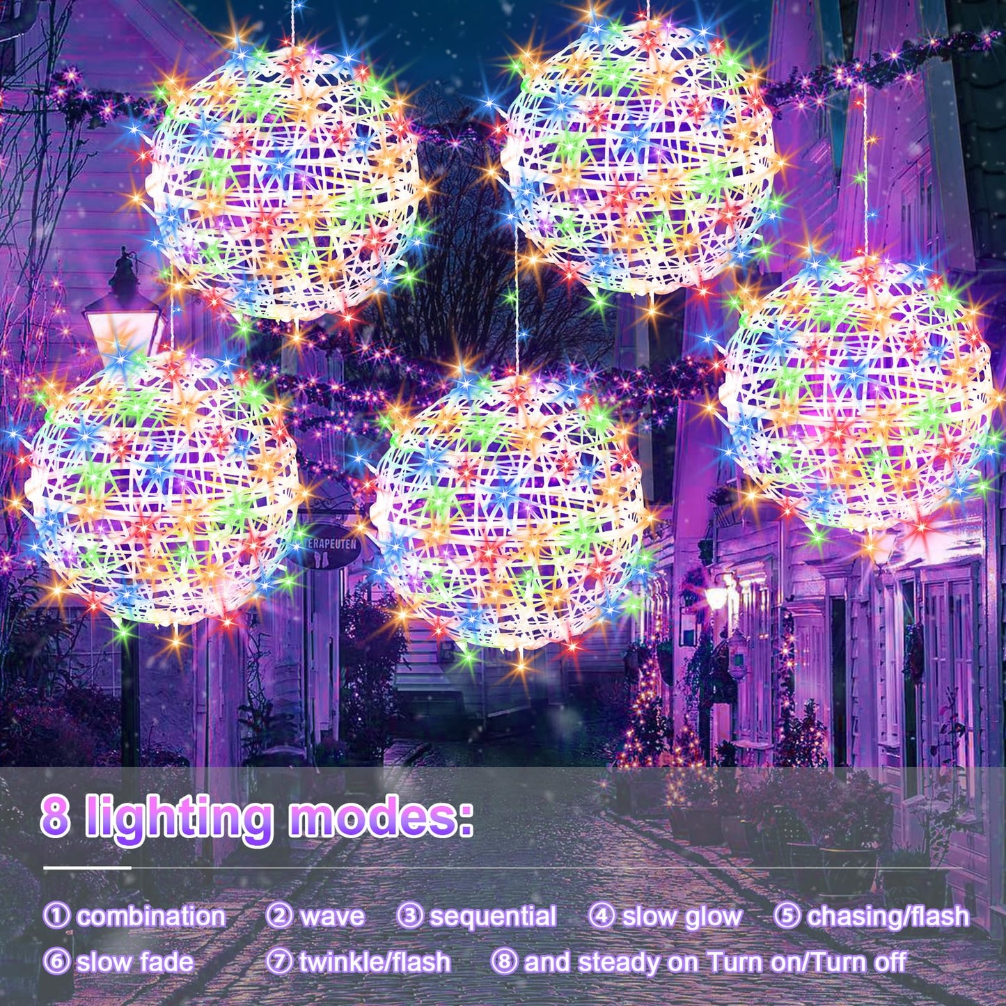 Baung Christmas String Lights Outdoors 4 Pack 15.74 Sphere Lights Ball Tree Garden Globe Lights For Home  Party  Christmas  Porch Patio Wedding  Garden Tree Decoration With Plug