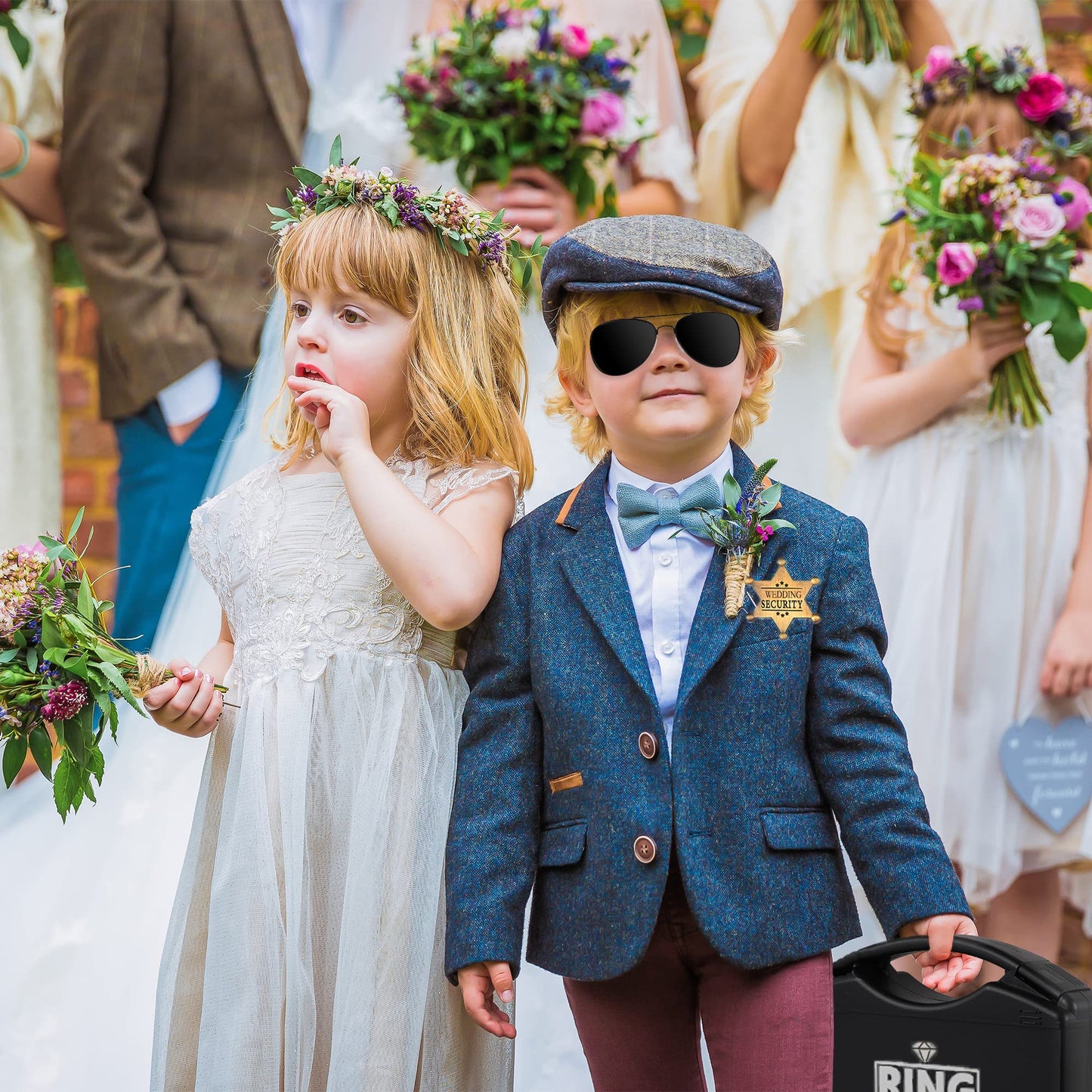 Ring Wedding Bearer Security:Ring Wedding Security Set Ring Box Bearer + Glasses + Earpiece + Badge Ring Gifts Proposal
