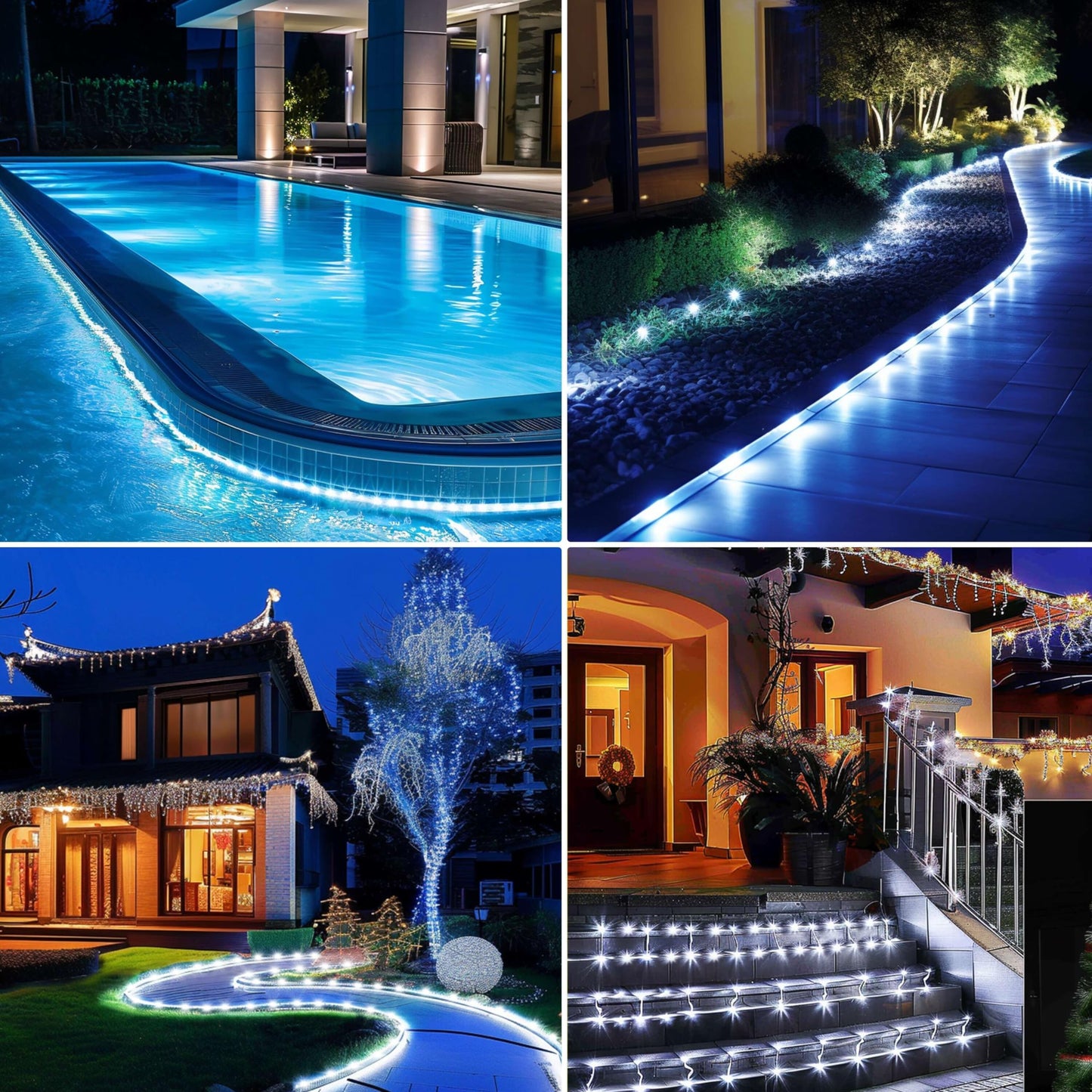 KUshopfast Solar Rope Lights, 50ft 500 LED, Waterproof Tube Lights, 8 Modes, Cool White, Model FTY0038