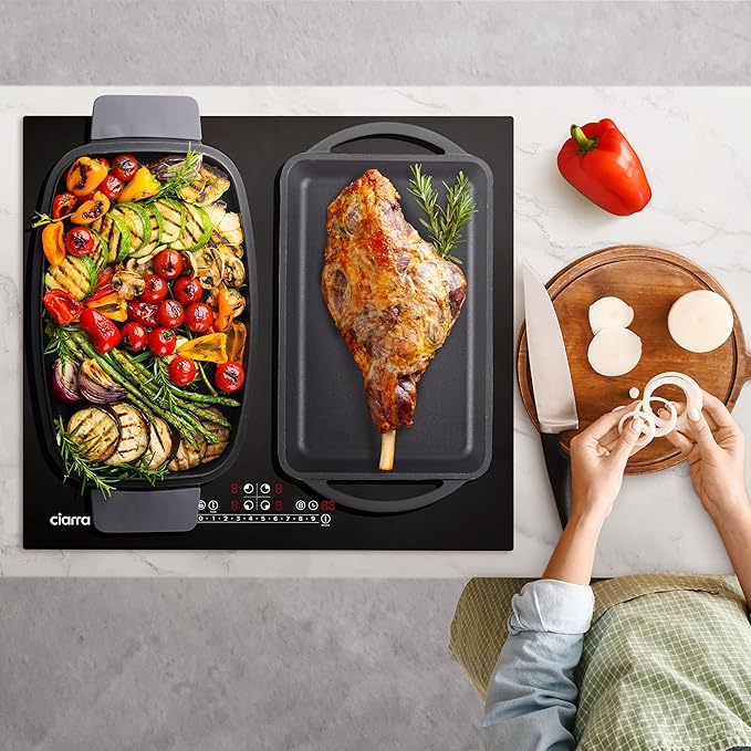 CDV 7200W Built-in Induction Cooktop 4 Burners, 24 Inch Electric Cooktop with Bridge Function Power Booster 9 Power Levels Touch Control Timer Child Lock