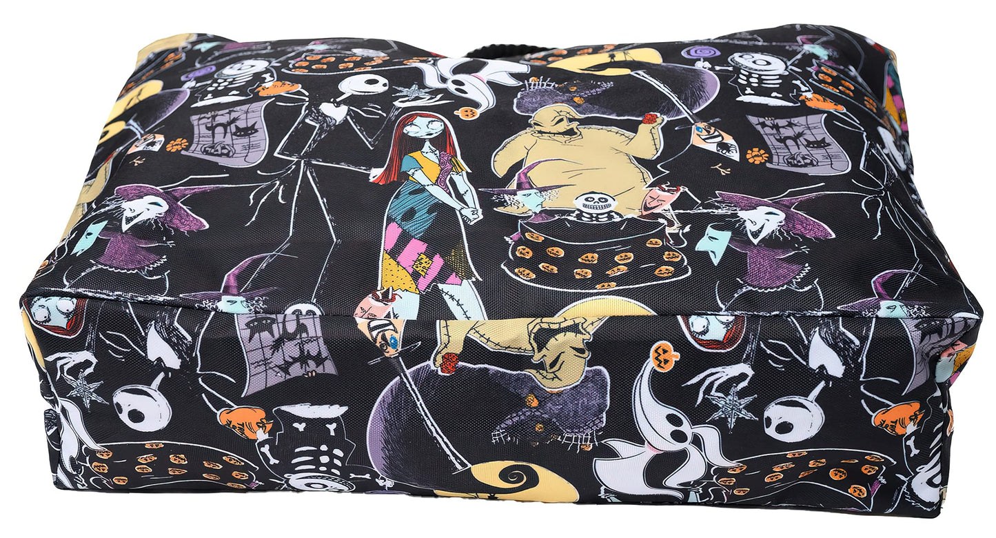 Disney Nightmare Before Christmas Tote, Jack Skellington Sally Zero Print, Large Water-Resistant Canvas Bag, Halloween Town Accessory, Work, Travel Carry-All for Women