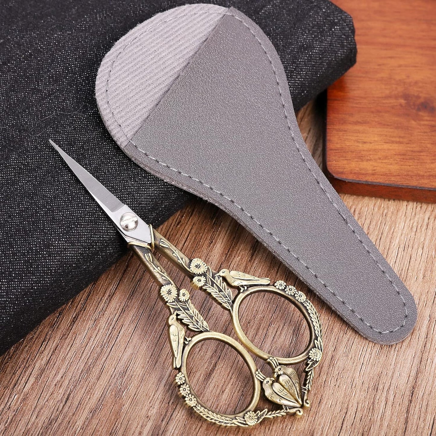 Precision Embroidery Scissors – 4.6in Vintage Classic Straight Pointed Shears, Sharp Stainless Steel Small Detail Thread Snips for Needle Craft, Sewing, Decoupage, Yarn, Fabric – with Pouch