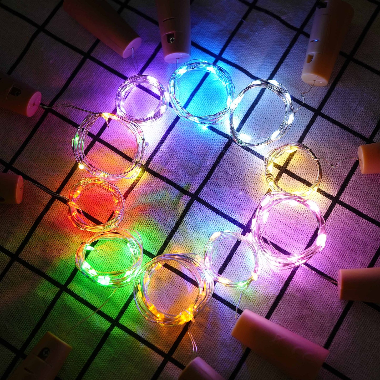 LoveNite LED Bottle Cork Lights, 10-Pack, Copper Wire, Battery Powered, Fairy String Lights, 10 Colors
