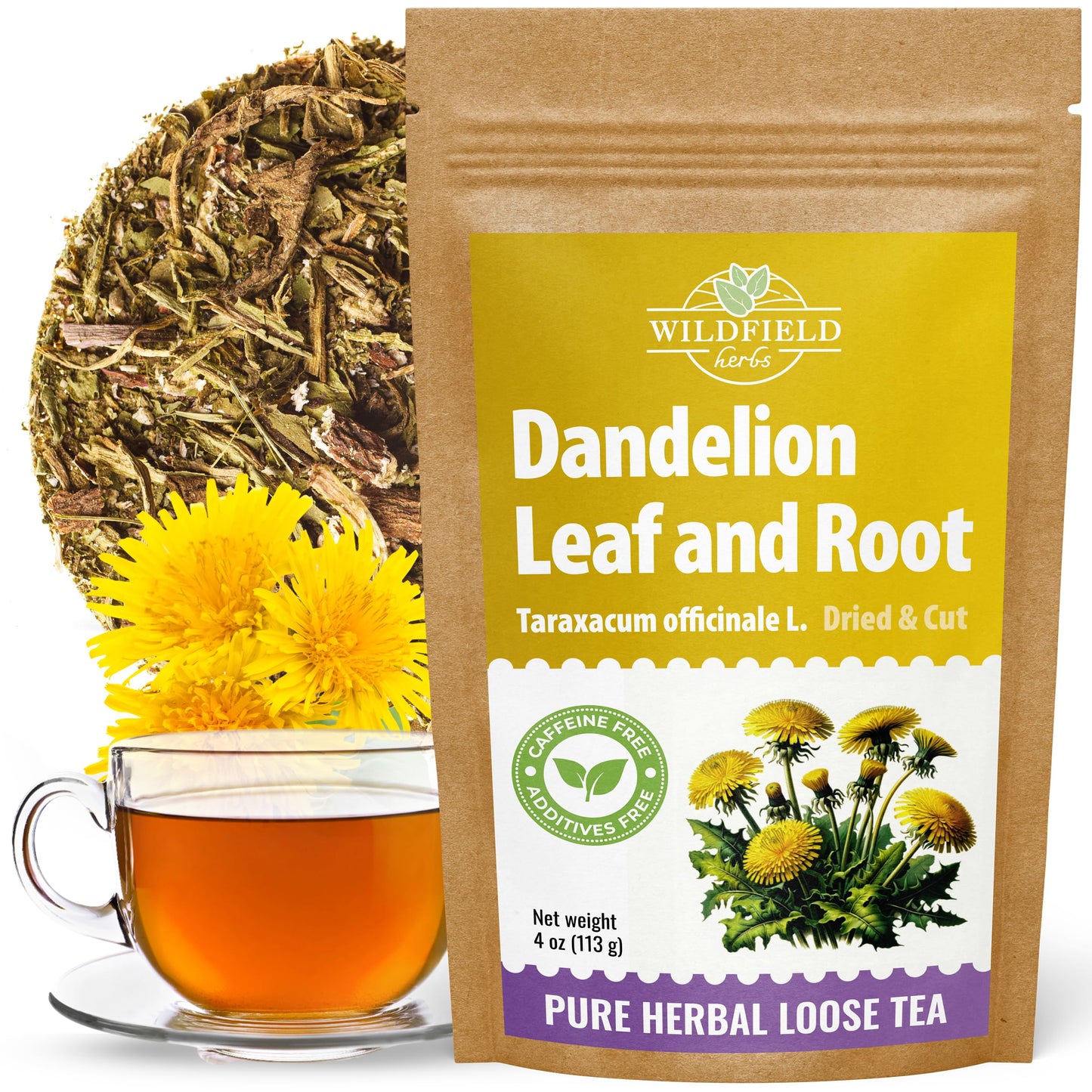 4 oz. Dandelion Leaf Root Tea Dandelion Tea Herbal (Taraxacum) - 113g Herbhojas Y Ra?z De Diente De Le?n