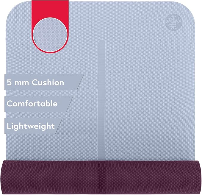 Manduka Begin Yoga Mat 68" - 5mm Cushioning | Comfortable, Lightweight & Reversible with Alignment Stripe | Budget-Friendl...