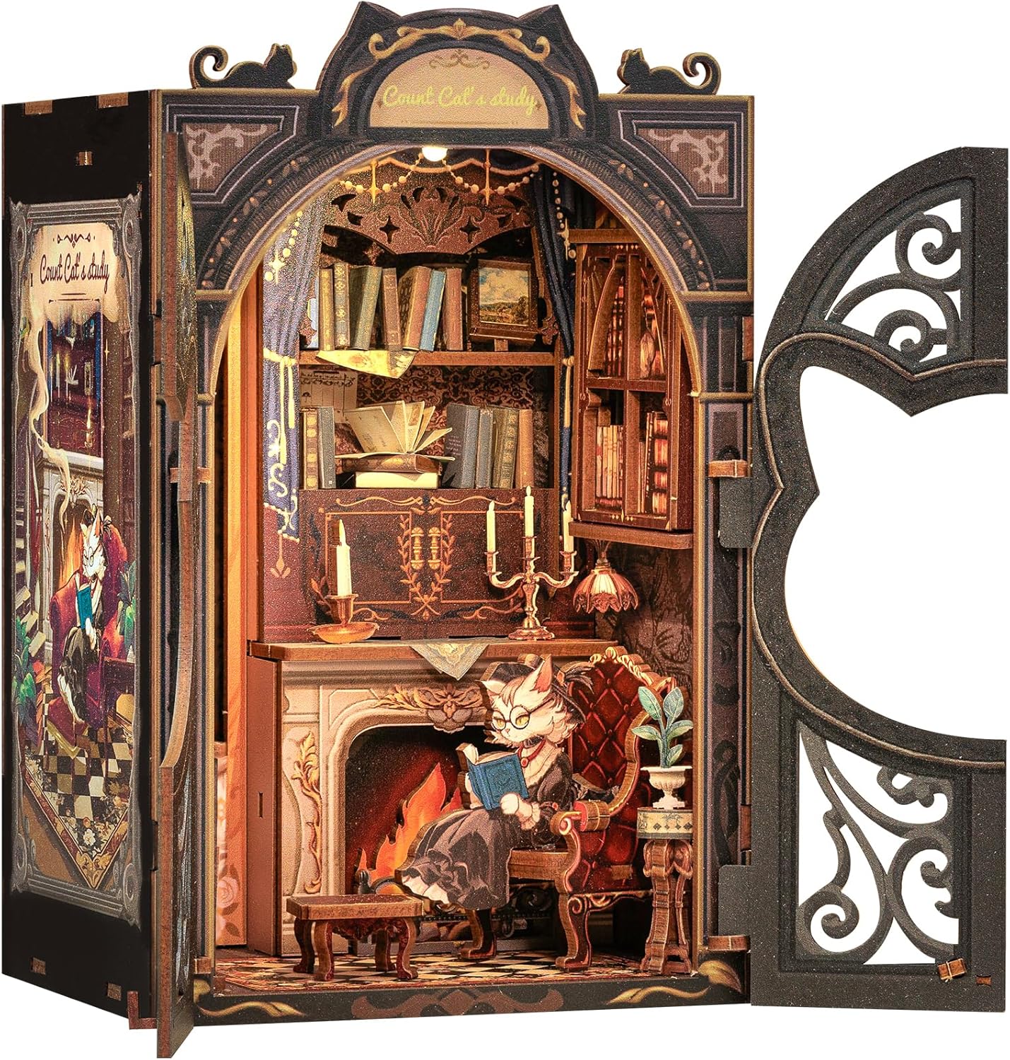 CUTEBEE Book Nook Kit - DIY Miniature House Kit for Adults and Teens, Dollhouse Booknook Tiny House Model Build Bookshelf Decor, Gifts for Family, Friends