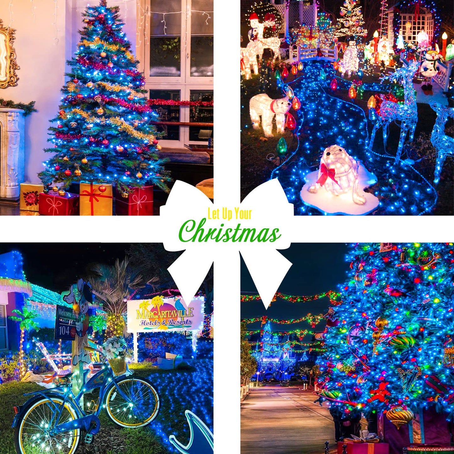 Jmexsuss 33Ft 100 Led Blue Battery Operated Christmas Lights, Waterproof With 8 Modes For Indoor/Outdoor Decor