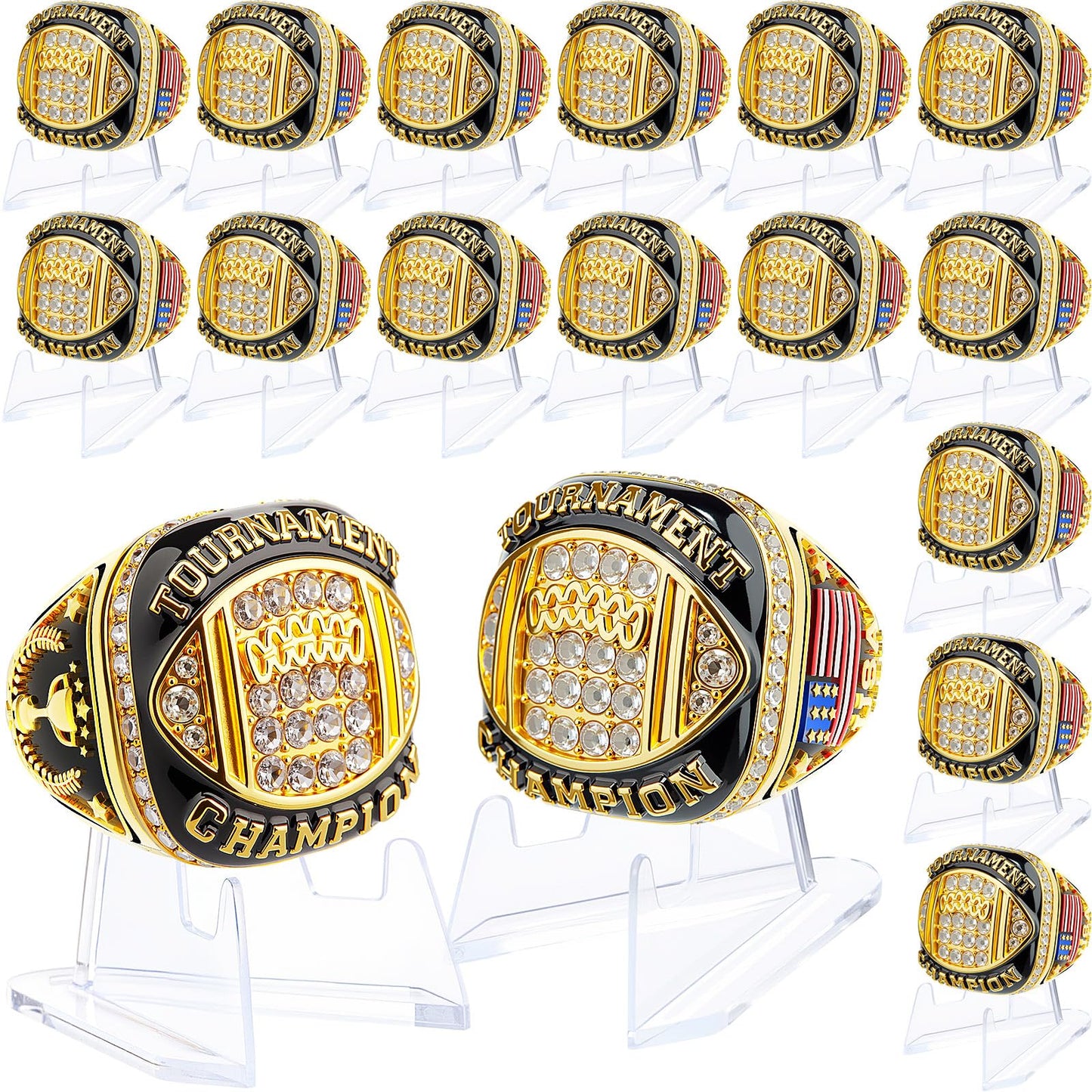 Misdary Football Championship Rings with Holder Most Valuable Player Greatest of All Time Gold Ring Award Gift Sports Team Prize