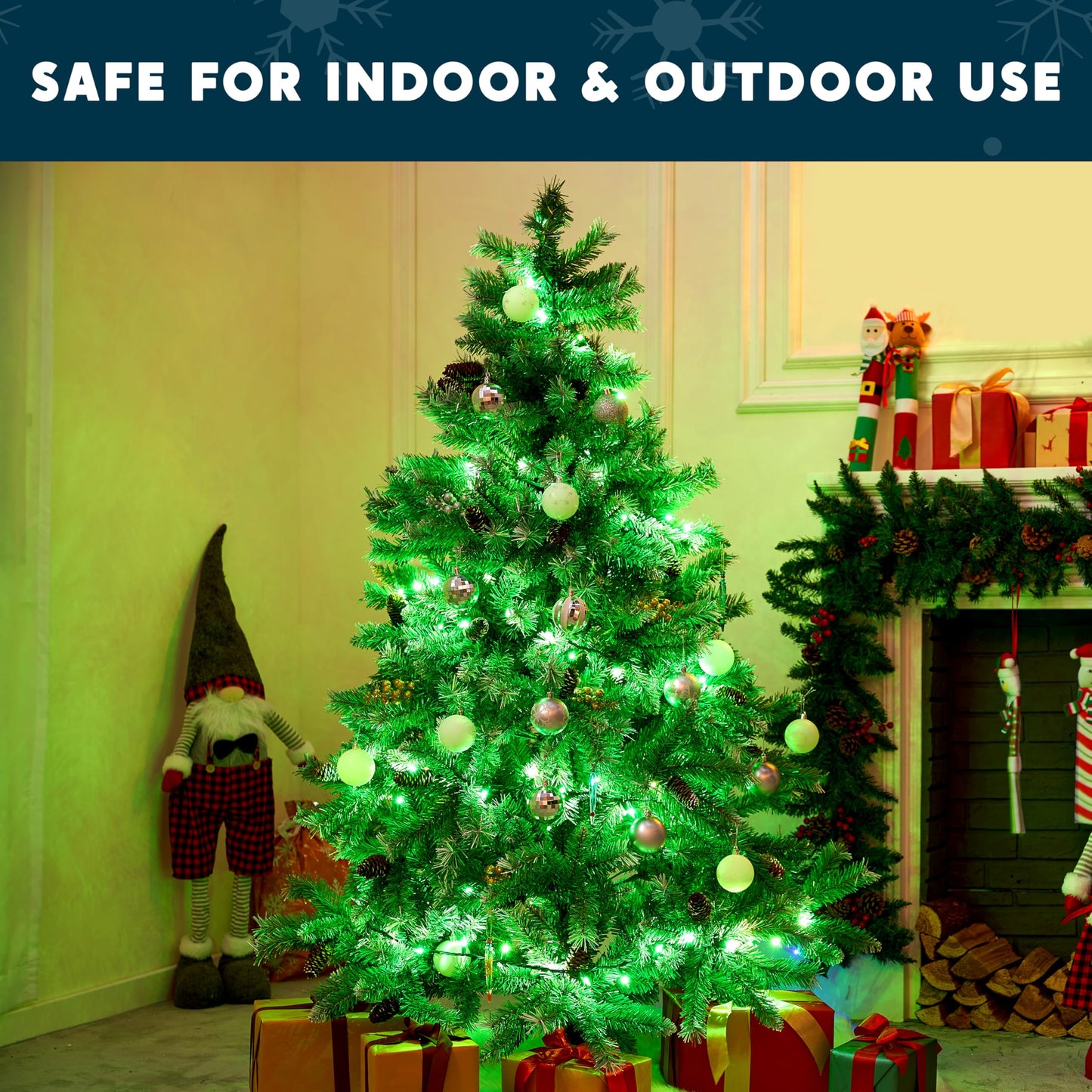 Joiedomi Green Christmas String Lights 100 Count 22.3Ft Christmas Fairy Tree Lights Plug In For Indoor Outdoor Xmas Decorations Patio Holiday Theme Party Yard House Green Wire