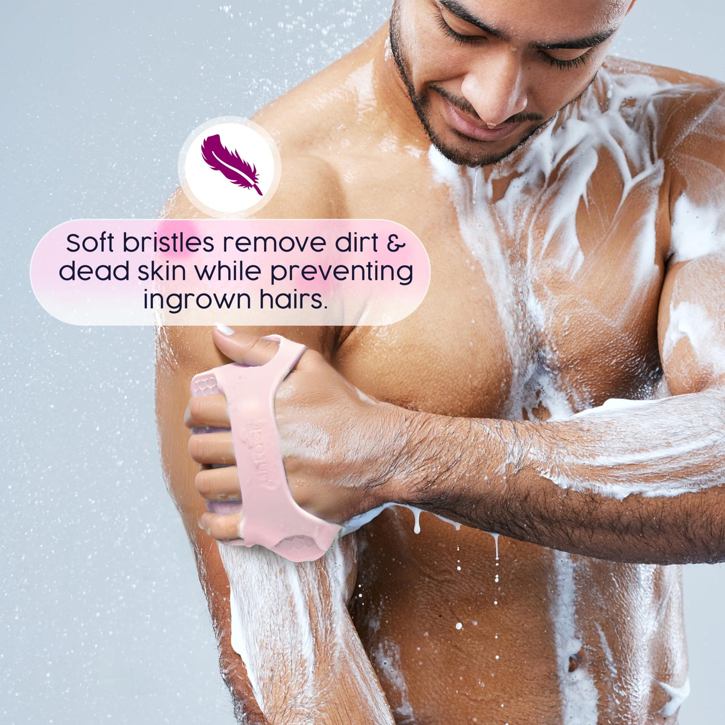 Lintach Silicone Body Scrubber for Women - Gentle Exfoliating Body Scrubber, Ergonomic Silicone Shower Scrubbers, Reusable, Hygi