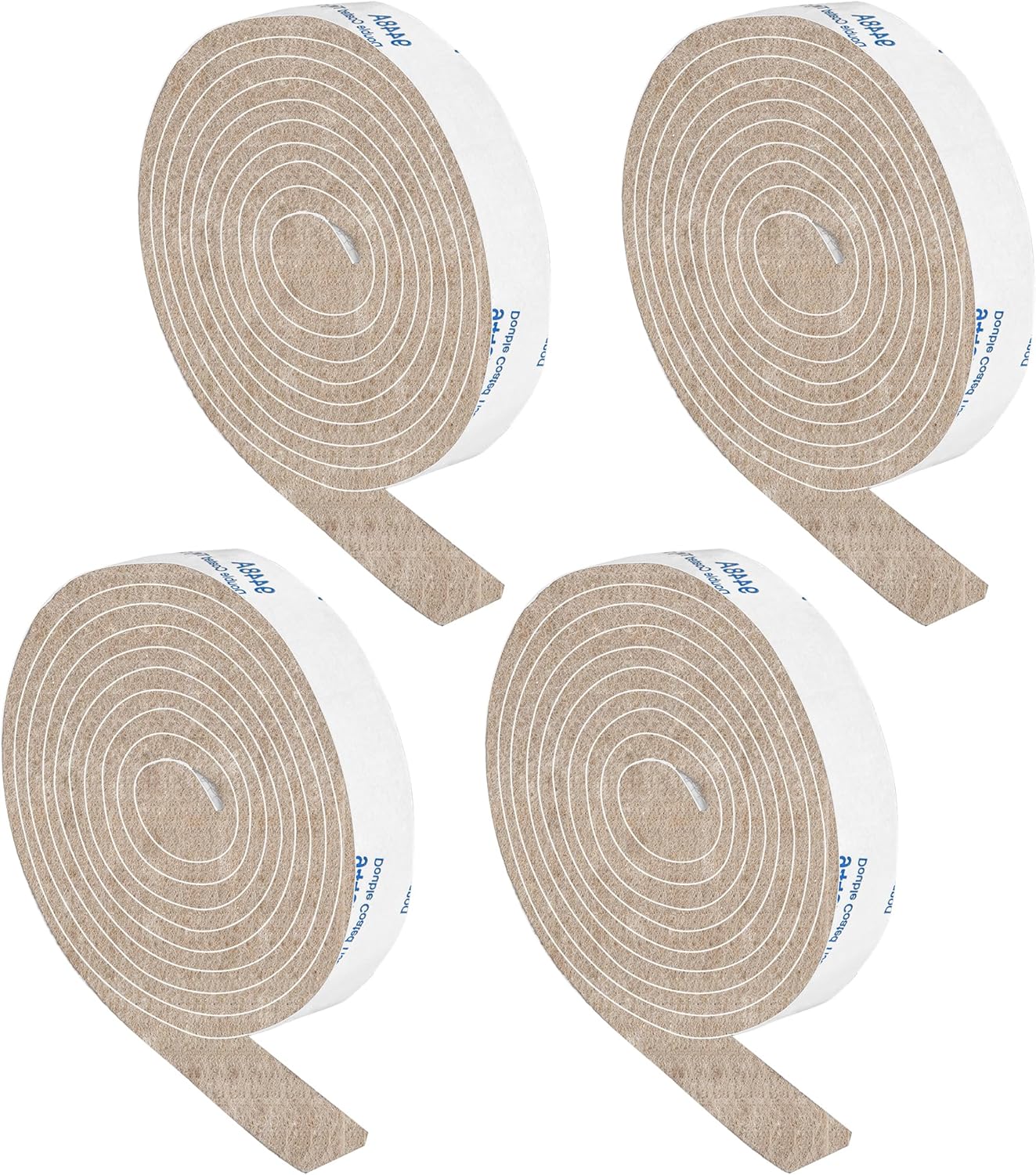 Felt Strips with Adhesive Backing, Adhesive Felt Strips, 4 Felt Rolls Pack 1/2x 60 Inches, Beige Felt Tape